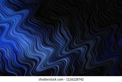 Dark BLUE vector template with bent ribbons. Modern gradient abstract illustration with bandy lines. The best blurred design for your business.