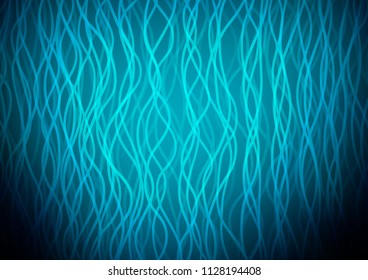 Dark BLUE vector template with bent ribbons. Creative illustration in halftone marble style with gradient. A completely new template for your business design.