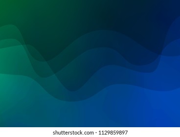 Dark BLUE vector template with bent ribbons. Shining crooked illustration in marble style. Pattern for your business design.