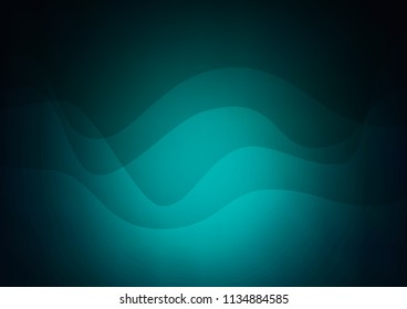 Dark BLUE vector template with bent lines. Blurred geometric sample with gradient bubbles.  Pattern for your business design.