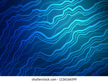 Dark BLUE vector template with bent ribbons. Shining crooked illustration in marble style. Pattern for your business design.