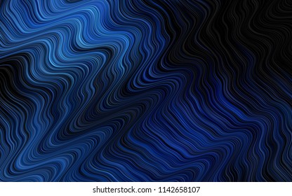 Dark BLUE vector template with bent lines. Glitter abstract illustration with wry lines. Marble style for your business design.