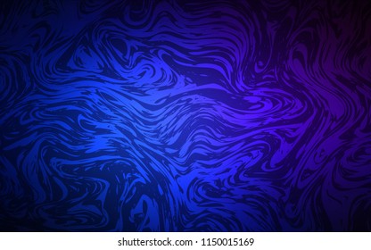 Dark BLUE vector template with bent ribbons. Shining illustration, which consist of blurred lines, circles. New composition for your brand book.