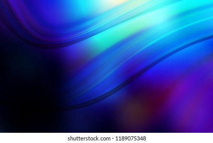 Dark BLUE vector template with bent ribbons. A sample with blurred bubble shapes. Marble style for your business design.