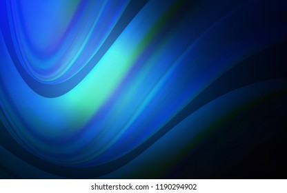Dark BLUE vector template with bent ribbons. Shining illustration, which consist of blurred lines, circles. The best blurred design for your business.