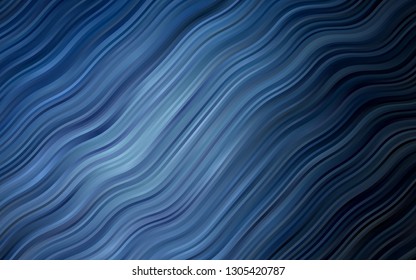 Dark BLUE vector template with bent ribbons. Shining illustration, which consist of blurred lines, circles. A new texture for your  ad, booklets, leaflets.