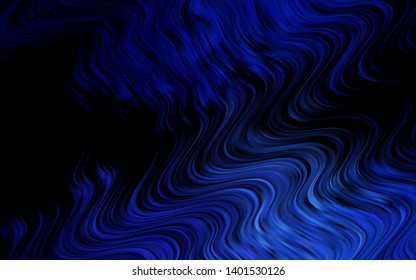 Dark BLUE vector template with bent lines. Glitter abstract illustration with wry lines. A completely new marble design for your business.
