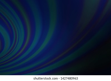 Dark BLUE vector template with bent lines. A vague circumflex abstract illustration with gradient. Textured wave pattern for backgrounds.