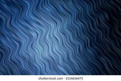 Dark BLUE vector template with bent lines. A sample with blurred bubble shapes. Pattern for your business design.