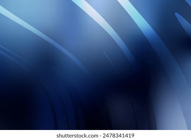 Dark BLUE vector template with bent lines. Shining colorful illustration in simple curve style. Pattern for your design.