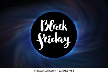 Dark BLUE vector template with a black hole, space. Colorful black hole with shining night sky stars. Black Friday design for ads, commercials.
