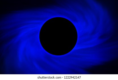 Dark BLUE vector template with a black hole, space. Colorful illustration of a black hole on a starry backdrop. Pattern for posters, banners of sales.