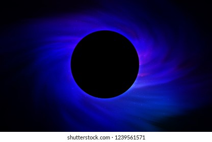Dark BLUE vector template with a black hole, space. Colorful illustration of a black hole on a starry backdrop. Backdrop for super sales on Black Friday.