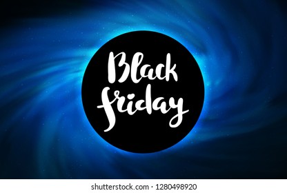 Dark BLUE vector template with a black hole, space. Gradient colorful illustration with a black hole, stars. Backdrop for ads, leaflets of Black Friday.