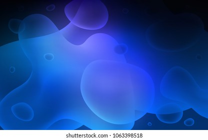Dark BLUE vector template with bubble shapes. Shining crooked illustration in memphis style. Textured wave pattern for backgrounds.