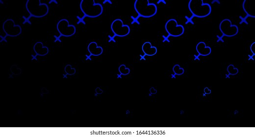 Dark BLUE vector template with businesswoman signs. Abstract illustration with a depiction of women's power. Background for International Women’s Day.