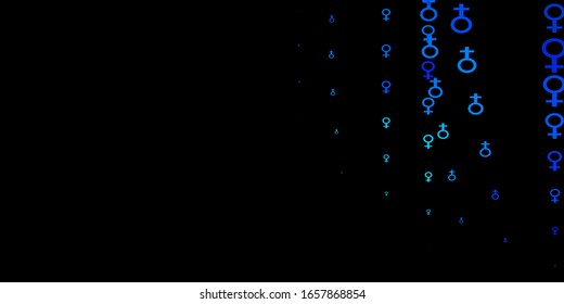 Dark BLUE vector template with businesswoman signs. Abstract illustration with a depiction of women's power. Background for International Women’s Day.