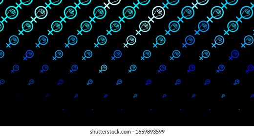Dark BLUE vector template with businesswoman signs. Illustration with signs of women's strength and power. Design for International Women’s Day.