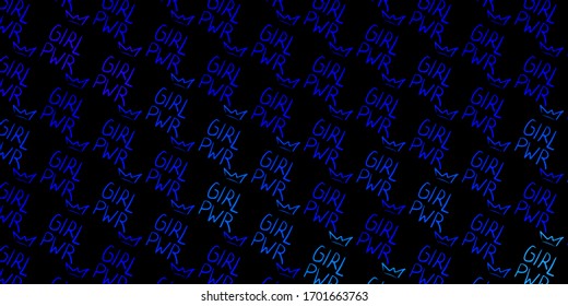 Dark BLUE vector template with businesswoman signs. Illustration with signs of women's strength and power. Design for International Women’s Day.