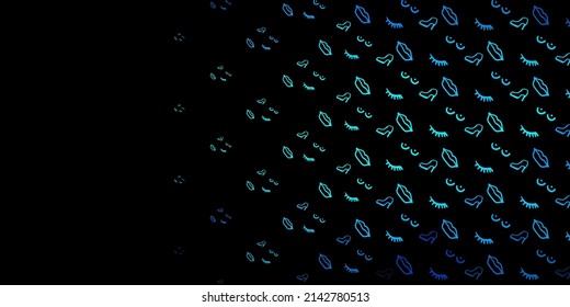 Dark BLUE vector template with businesswoman signs. Colorful feminism symbols with a gradient in modern style. Simple design for your web site.