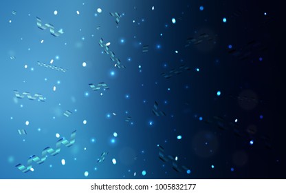 Dark BLUE vector template with carnival confetti. Confetti on blurred abstract background with colorful gradient. The pattern can be used for new year ad, booklets.