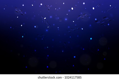 Dark BLUE vector template with carnival confetti. Decorative shining illustration with ribbons on abstract template. The pattern can be used for carnival, festival leaflets.