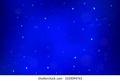 Dark BLUE vector template with carnival confetti. Beautiful colored illustration with ribbon in celebration style. The pattern can be used for birthday gifts, congratulations.