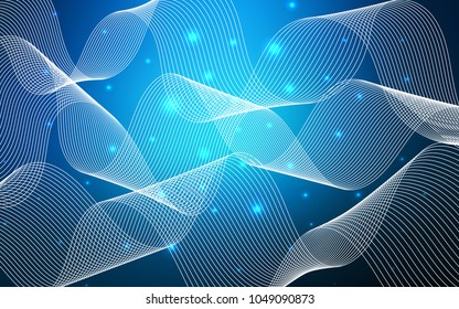 Dark BLUE vector template with carnival confetti. Decorative shining illustration with ribbons on abstract template. The pattern can be used for carnival, festival leaflets.