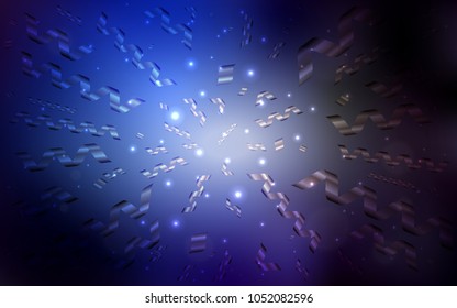 Dark BLUE vector template with carnival confetti. Glitter abstract illustration with colorful confetti, ribbons. The pattern can be used for carnival, festival leaflets.