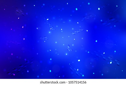 Dark BLUE vector template with carnival confetti. Decorative shining illustration with ribbons on abstract template. The pattern can be used for new year ad, booklets.