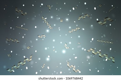 Dark BLUE vector template with carnival confetti. Modern geometrical abstract illustration with carnival ribbons. New design for ad, poster, banner of your Party.