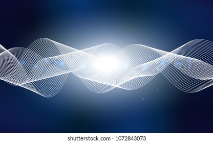 Dark BLUE vector template with carnival confetti. Decorative shining illustration with ribbons on abstract template. The template can be used as a background for postcards.