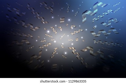 Dark BLUE vector template with carnival confetti. Confetti on blurred abstract background with colorful gradient. The template can be used as a background for postcards.