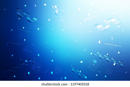 Dark BLUE vector template with carnival confetti. Decorative shining illustration with ribbons on abstract template. The pattern can be used for carnival, festival leaflets.