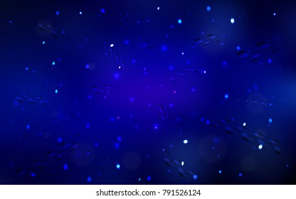 Dark BLUE vector template with carnival confetti. Decorative shining illustration with ribbons on abstract template. The pattern can be used for new year ad, booklets.