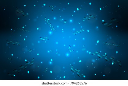 Dark BLUE vector template with carnival confetti. Confetti on blurred abstract background with colorful gradient. The pattern can be used for carnival, festival leaflets.