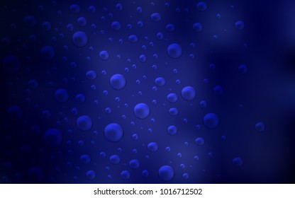 Dark BLUE vector template with circles. Illustration with set of shining colorful abstract circles. Pattern can be used as texture of water, rain drops.