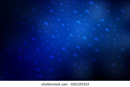 Dark BLUE vector template with circles. Glitter abstract illustration with blurred drops of rain. Pattern can be used as texture of water, rain drops.