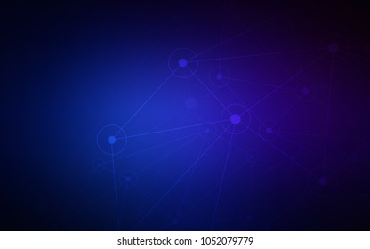 Dark BLUE vector template with circles, triangles. Design with connection of dots and lines on colorful background. Pattern can be used for futuristic ad, booklets.