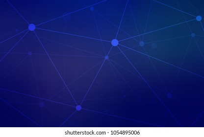 Dark BLUE vector template with circles, triangles. Modern abstract colorful illustration with spheres and lines. Pattern can be used as texture of wallpapers.