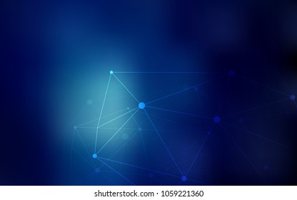 Dark BLUE vector template with circles, triangles. Design with connection of dots and lines on colorful background. New design for ad, poster, banner of your website.