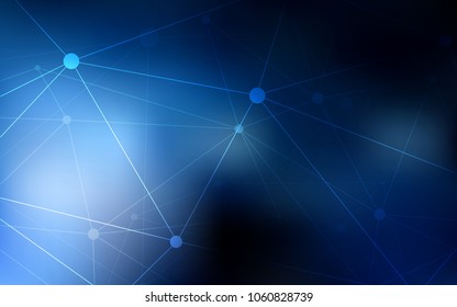 Dark BLUE vector template with circles, triangles. Abstract illustration with colorful discs and triangles. Pattern can be used for ads, leaflets.