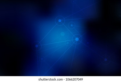 Dark BLUE vector template with circles, triangles. Abstract illustration with colorful discs and triangles. Pattern can be used as texture of wallpapers.