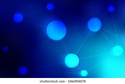 Dark BLUE vector template with circles, triangles. Design with connection of dots and lines on colorful background. Completely new template for your brand book.