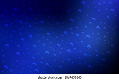 Dark BLUE vector template with circles. Glitter abstract illustration with blurred drops of rain. The pattern can be used for ads, leaflets of liquid.