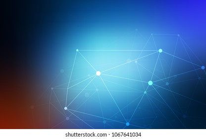 Dark BLUE vector template with circles, triangles. Glitter abstract illustration with connection of triangle structure. Beautiful design for your business advert.