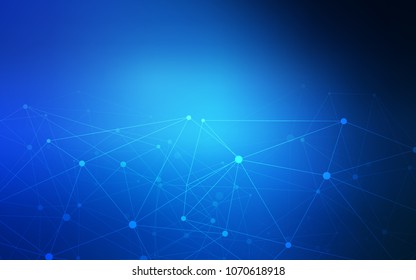 Dark BLUE vector template with circles, triangles. Design with connection of dots and lines on colorful background. New design for ad, poster, banner of your website.
