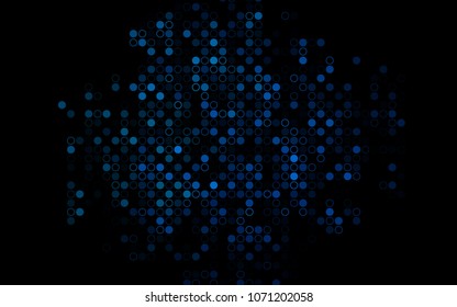 Dark BLUE vector  template with circles. Blurred bubbles on abstract background with colorful gradient. Pattern can be used as texture of water, rain drops.