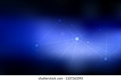 Dark BLUE vector template with circles, triangles. Modern abstract colorful illustration with spheres and lines. Pattern can be used for ads, leaflets.