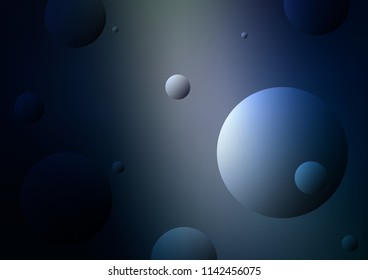 Dark BLUE vector template with circles. Illustration with set of shining colorful abstract circles. The pattern can be used for aqua ad, booklets.
